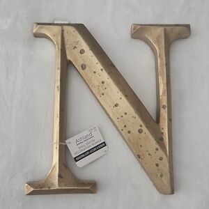 NWT Letter N Gold-colored Metal Ashland Brand Decorative Wall Accent Rustic 8.5"